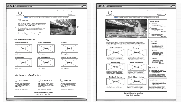 wireframes for website