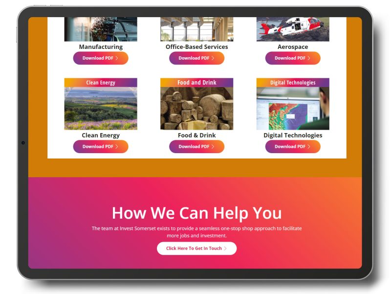 Invest Somerset website homepage 
