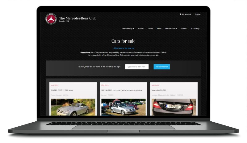 Mercedes Benz Owners' Club website homepage 