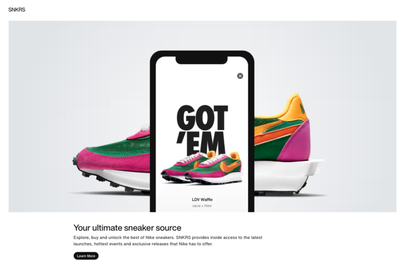 Nike SNKRS app in FOMO marketing